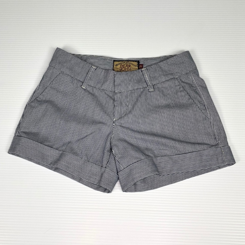 Dear John Navy & White Cuffed Denim Shorts
